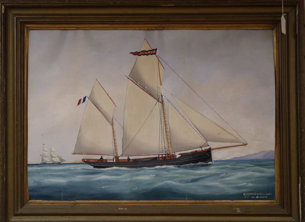 Neapolitan School, gouache, Ship portrait of Eurvin de Bologne Capt. Le Blouch, 52 x 75cm